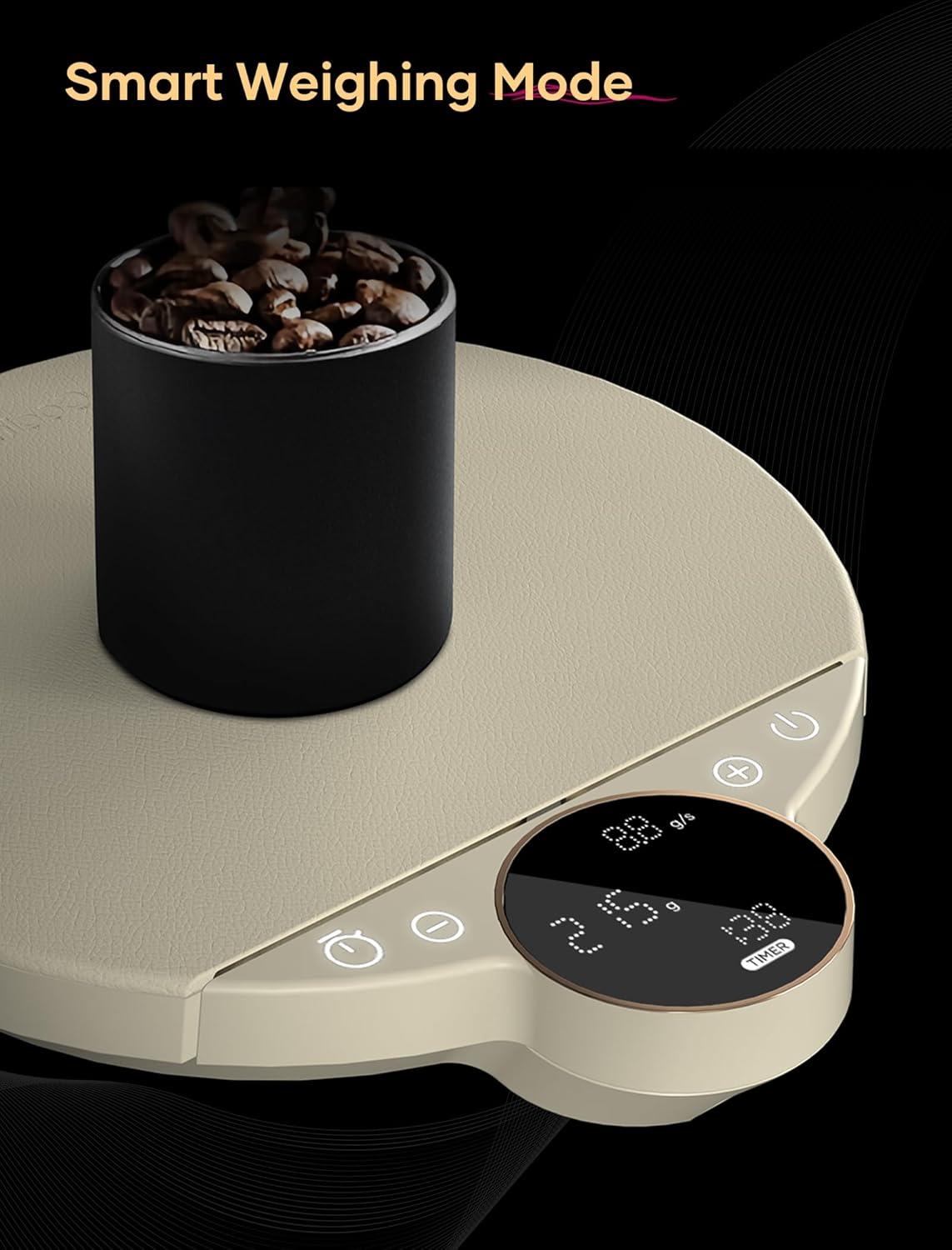 Cocinare Balance Digital Coffee Scale, Precision Control with Three Modes – Brewing Assist, Weighing, Competition, Digital Kitchen Scale for Coffee and Small Goods, Up to 3000g (Obsidian Black)(Vintage White)