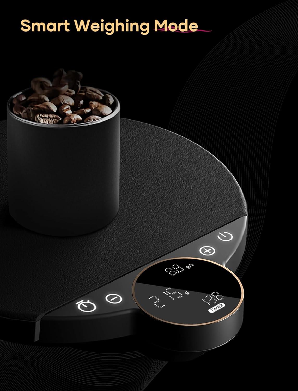 Cocinare Balance Digital Coffee Scale, Precision Control with Three Modes – Brewing Assist, Weighing, Competition, Digital Kitchen Scale for Coffee and Small Goods, Up to 3000g (Obsidian Black)(Obsidian Black)