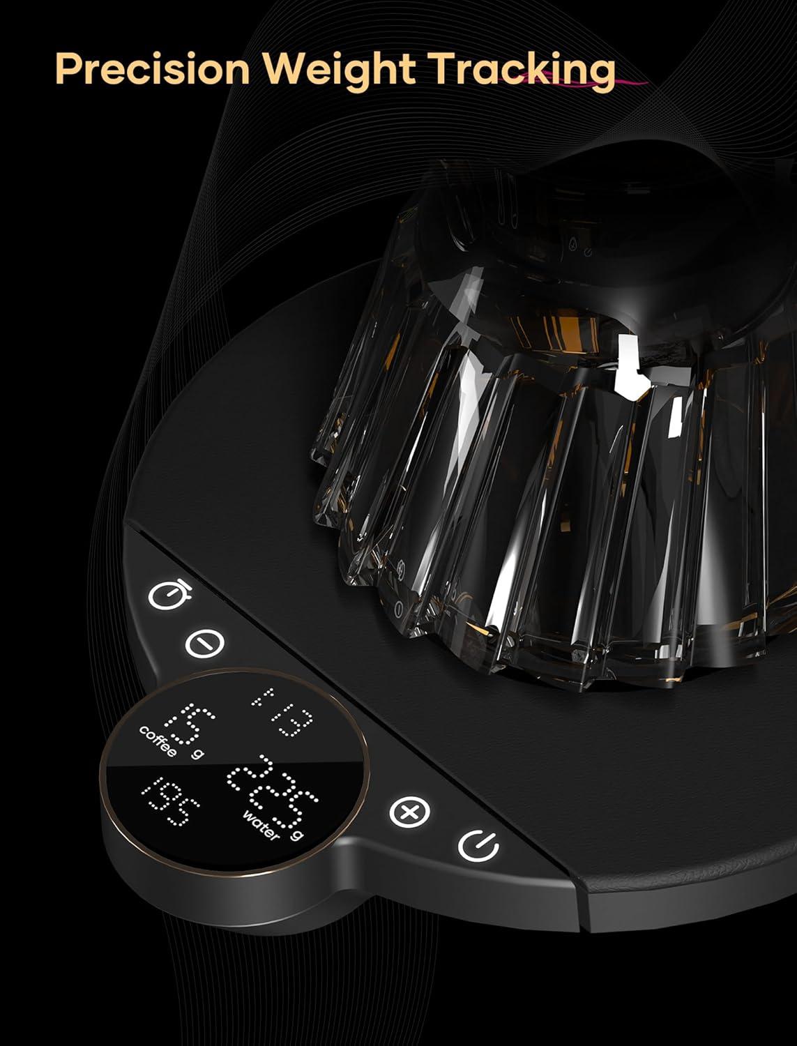 Cocinare Balance Digital Coffee Scale, Precision Control with Three Modes – Brewing Assist, Weighing, Competition, Digital Kitchen Scale for Coffee and Small Goods, Up to 3000g (Obsidian Black)(Obsidian Black)
