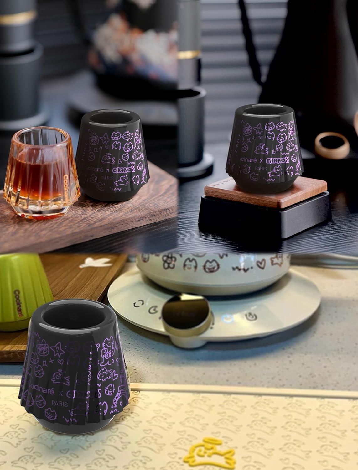 Cocinare x Chanoir KissCup Art Ceramic Espresso Cup – 2.2oz Demitasse Cup for Espresso, Pour-over coffee and Tea, Chanoir Black, Art de Paris Collaboration(Chanior Black)