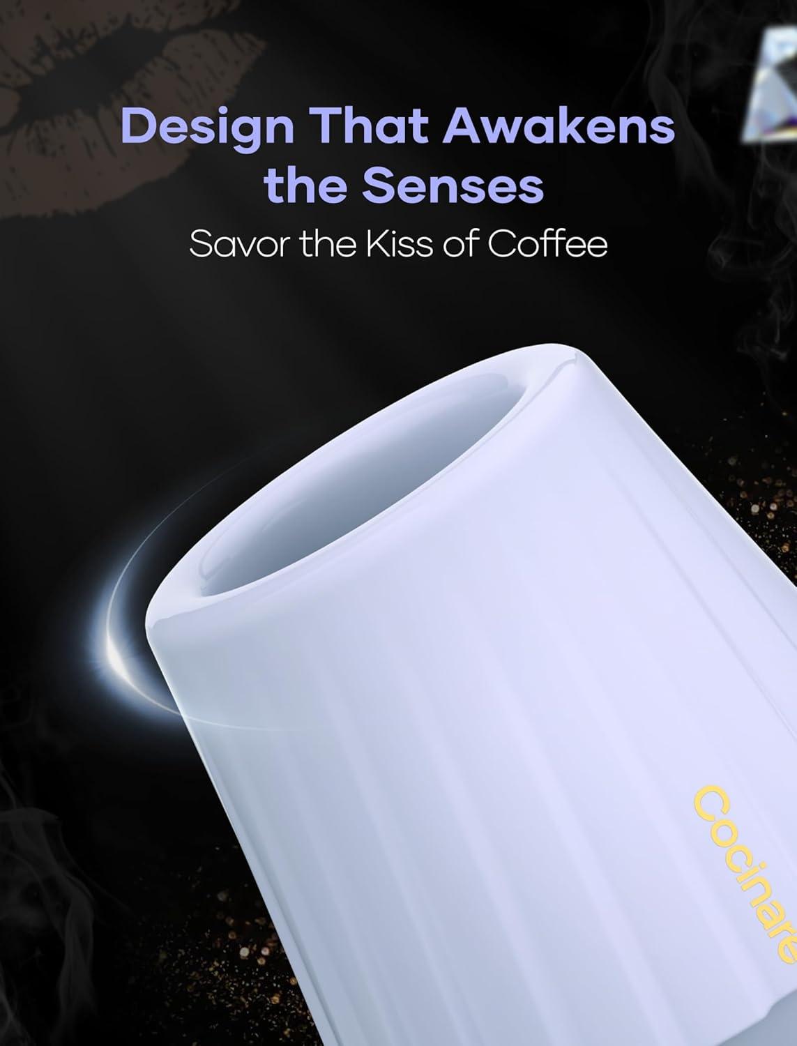 Cocinare KissCup Ceramic Espresso Cup – 2.2oz Demitasse Cup for Espresso, Pour-over coffee & Tea, Lavender Purple, Ceramic Collection(Lavender Purple)