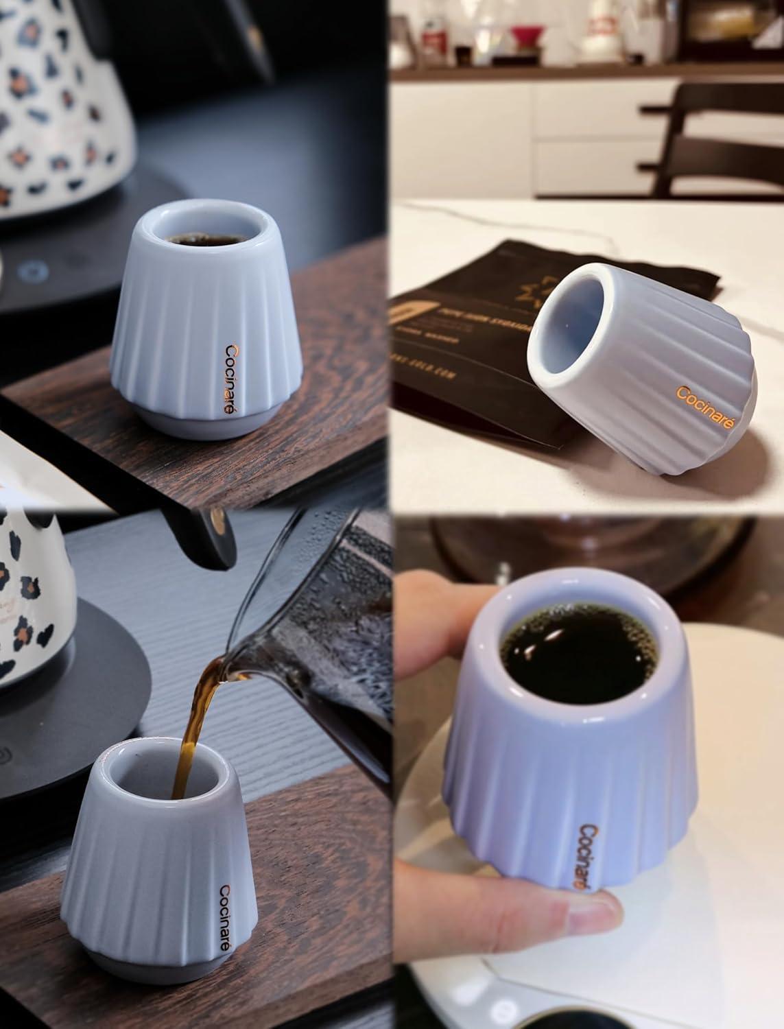 Cocinare KissCup Ceramic Espresso Cup – 2.2oz Demitasse Cup for Espresso, Pour-over coffee & Tea, Lavender Purple, Ceramic Collection(Lavender Purple)