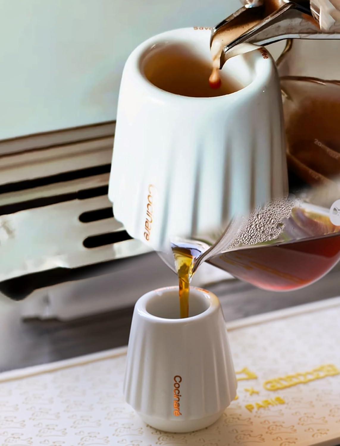 Cocinare KissCup Ceramic Espresso Cup – 2.2oz Demitasse Cup for Espresso, Pour-over coffee & Tea, Lavender Purple, Ceramic Collection(Dawn White)