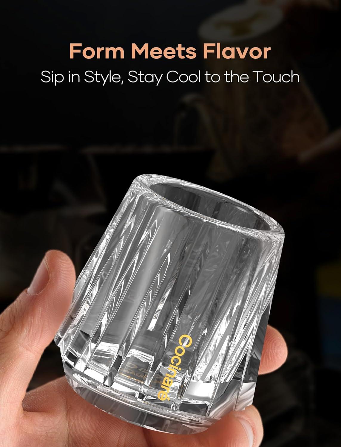 Cocinare KissCup Crystal Espresso Cup – 1.5oz Demitasse Cup for Espresso, Pour-over coffee & Tea, Haze Gray, Crystal Collection(DUO Clear)