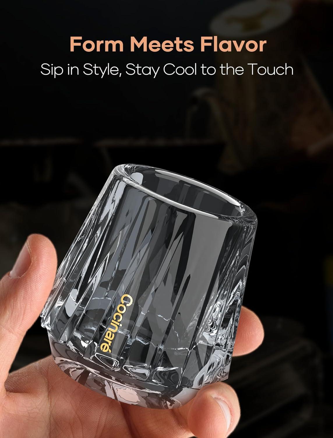 Cocinare KissCup Crystal Espresso Cup – 1.5oz Demitasse Cup for Espresso, Pour-over coffee & Tea, Haze Gray, Crystal Collection(Haze Gray)