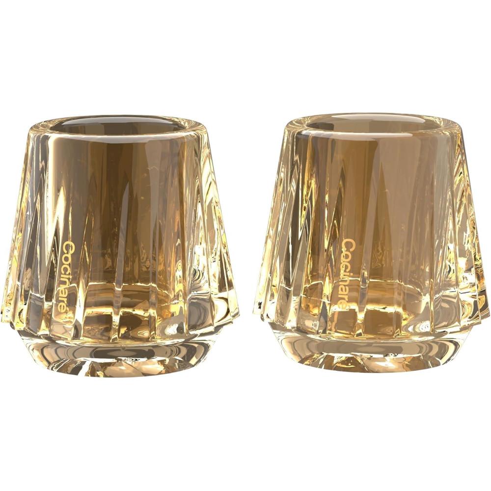 Cocinare KissCup Crystal Espresso Cup – 1.5oz Demitasse Cup for Espresso, Pour-over coffee & Tea, Haze Gray, Crystal Collection(DUO Amber Glow)