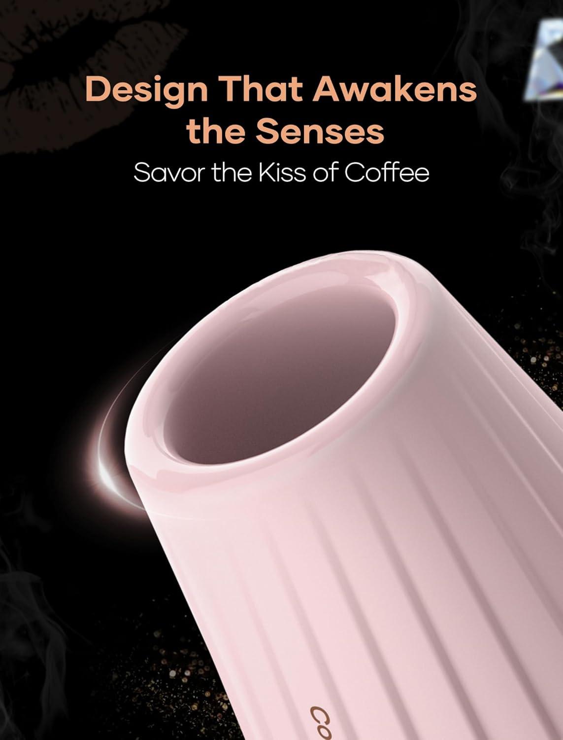 Cocinare KissCup Ceramic Espresso Cup – 2.2oz Demitasse Cup for Espresso, Pour-over coffee & Tea, Lavender Purple, Ceramic Collection(Peach Pink)