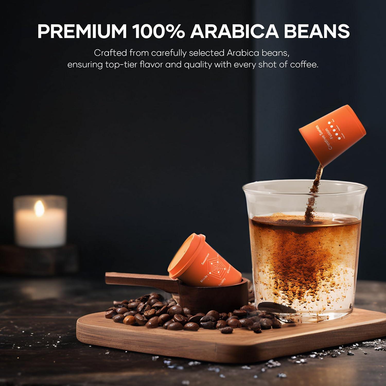 Cocinare QuickShot Espresso Series – Instant Cold Brew Coffee Pods, 100% Arabica from Brazil & Yunnan, Medium-Dark Roast, Nutty & Caramel Flavor, Freeze-Dried for Bold Smooth Taste, 9 Count(Creative)