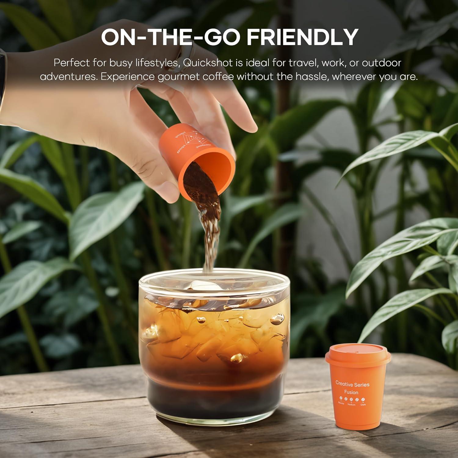 Cocinare QuickShot Espresso Series – Instant Cold Brew Coffee Pods, 100% Arabica from Brazil & Yunnan, Medium-Dark Roast, Nutty & Caramel Flavor, Freeze-Dried for Bold Smooth Taste, 9 Count(Creative)