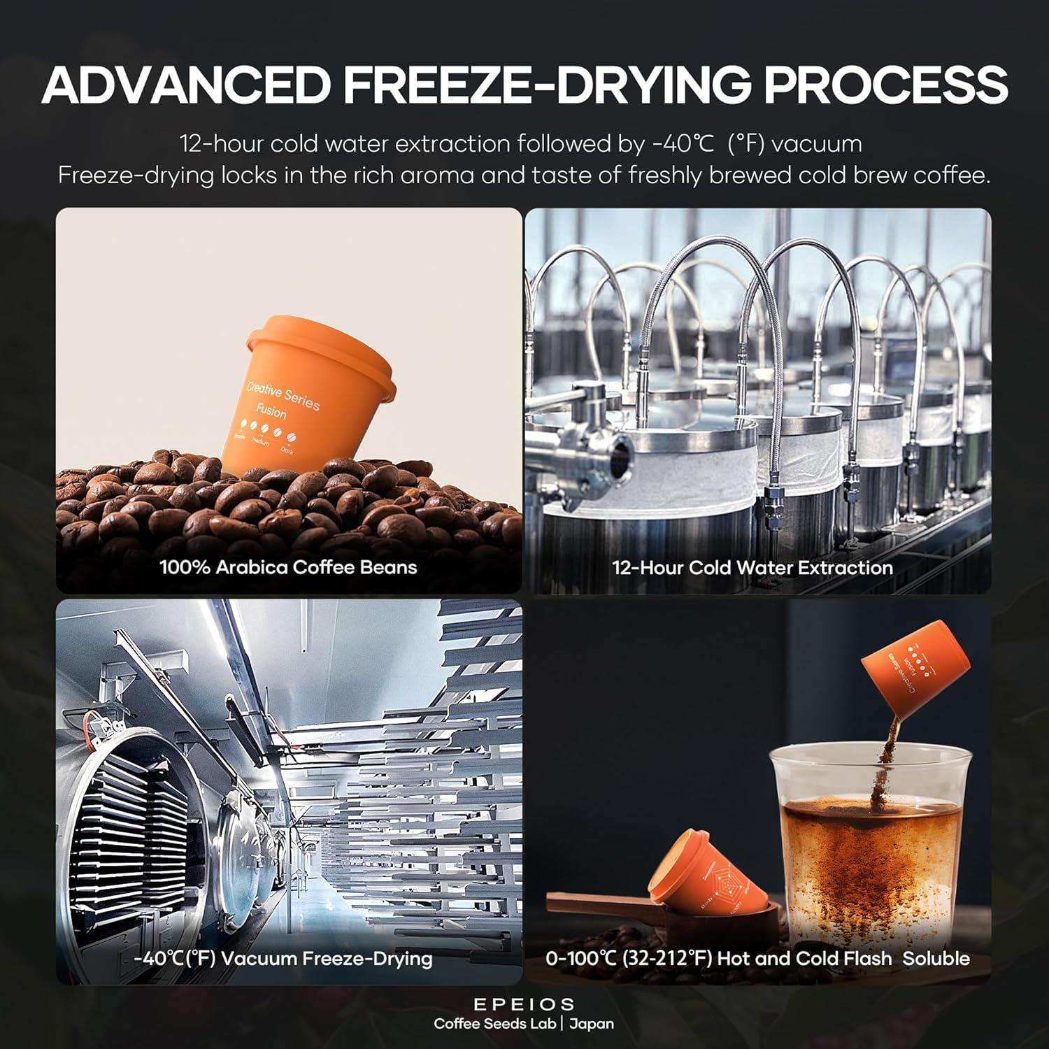 Cocinare QuickShot Espresso Series – Instant Cold Brew Coffee Pods, 100% Arabica from Brazil & Yunnan, Medium-Dark Roast, Nutty & Caramel Flavor, Freeze-Dried for Bold Smooth Taste, 9 Count(Creative)
