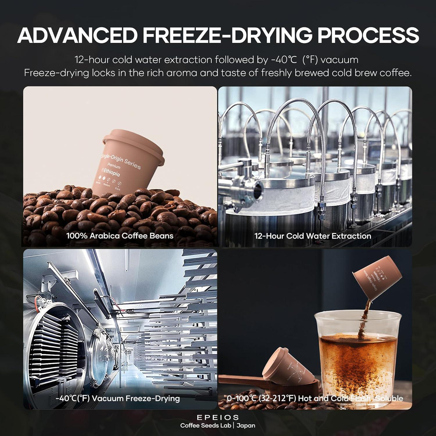 Cocinare QuickShot Espresso Series – Instant Cold Brew Coffee Pods, 100% Arabica from Brazil & Yunnan, Medium-Dark Roast, Nutty & Caramel Flavor, Freeze-Dried for Bold Smooth Taste, 9 Count(Single-Origins)