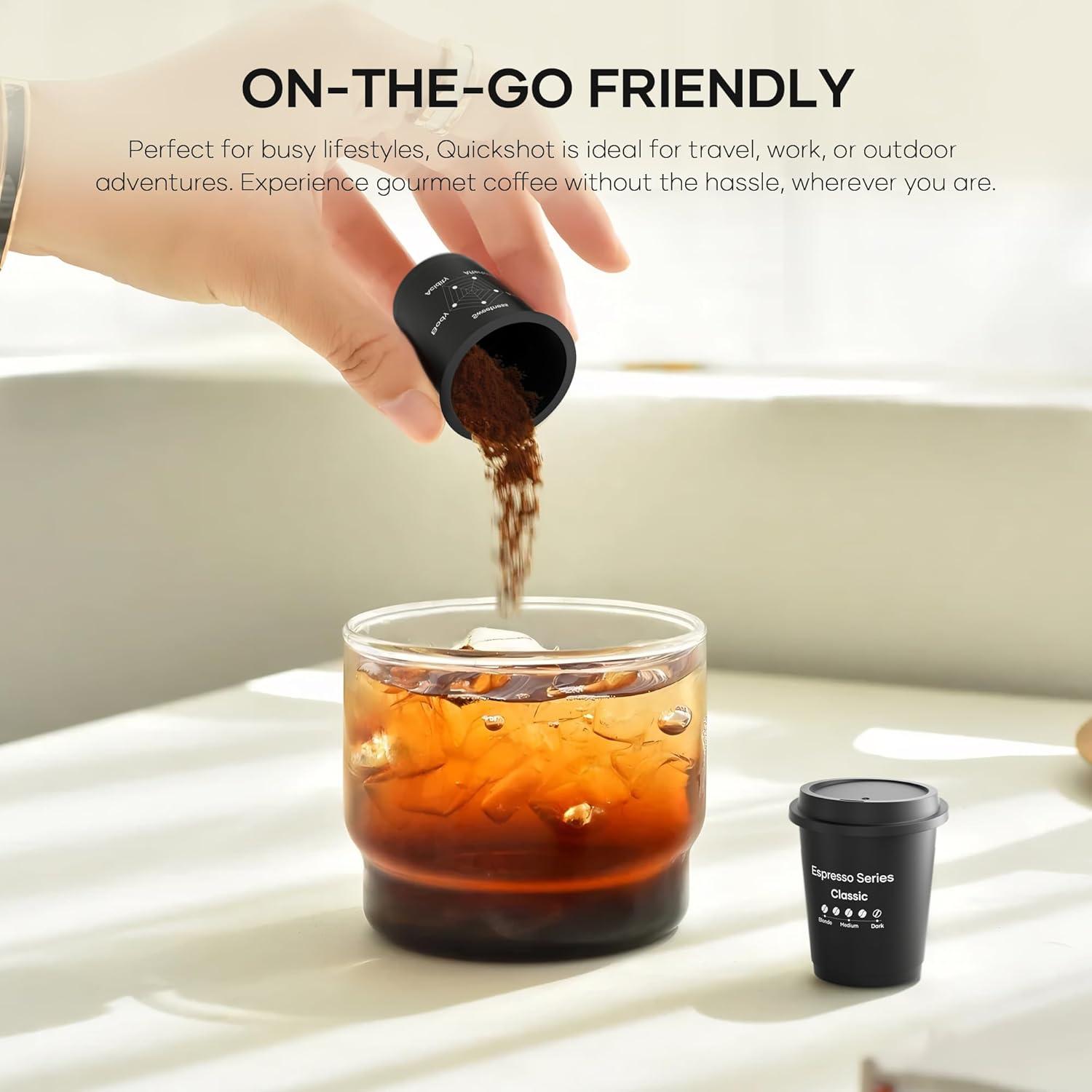 Cocinare QuickShot Espresso Series – Instant Cold Brew Coffee Pods, 100% Arabica from Brazil & Yunnan, Medium-Dark Roast, Nutty & Caramel Flavor, Freeze-Dried for Bold Smooth Taste, 9 Count(Original)