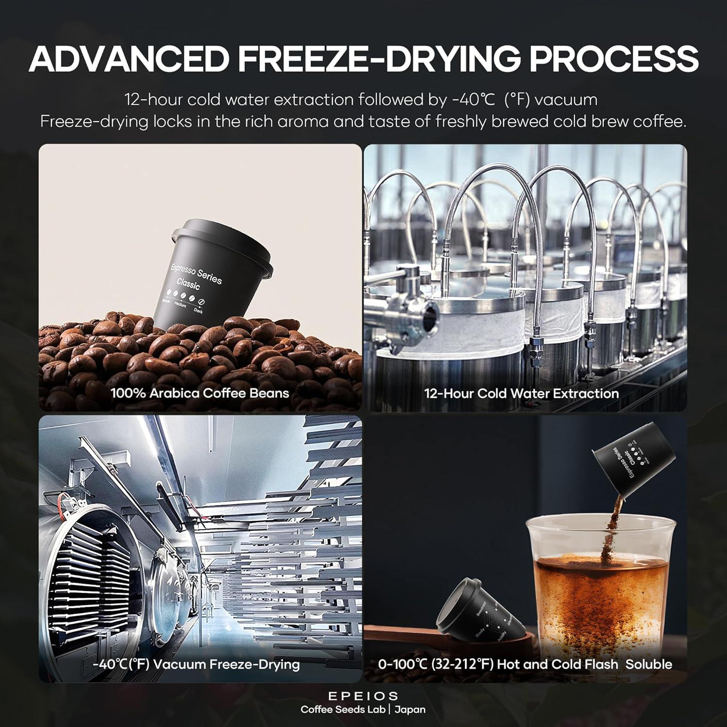 Cocinare QuickShot Espresso Series – Instant Cold Brew Coffee Pods, 100% Arabica from Brazil & Yunnan, Medium-Dark Roast, Nutty & Caramel Flavor, Freeze-Dried for Bold Smooth Taste, 9 Count(Espresso)