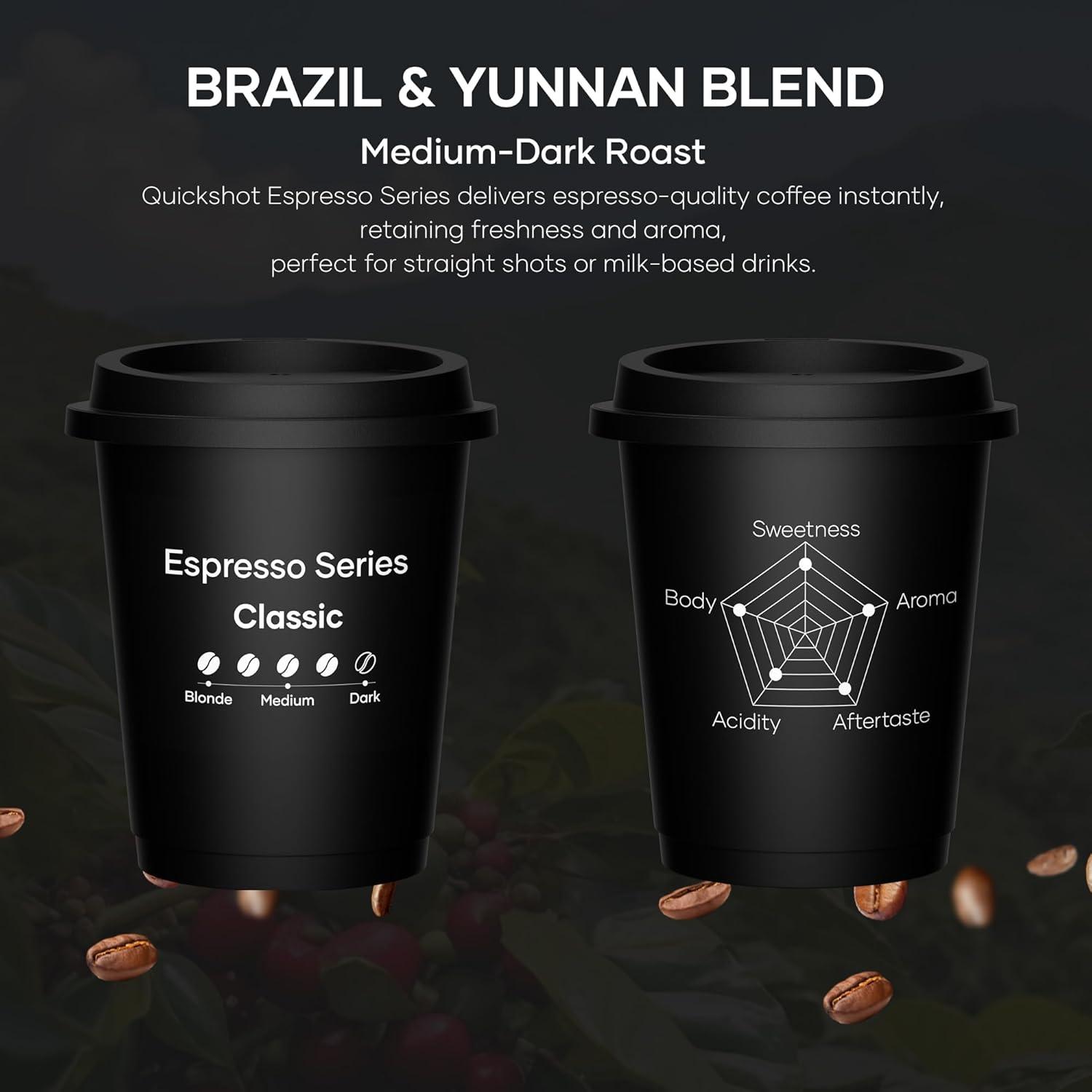 Cocinare QuickShot Espresso Series – Instant Cold Brew Coffee Pods, 100% Arabica from Brazil & Yunnan, Medium-Dark Roast, Nutty & Caramel Flavor, Freeze-Dried for Bold Smooth Taste, 9 Count(Espresso)