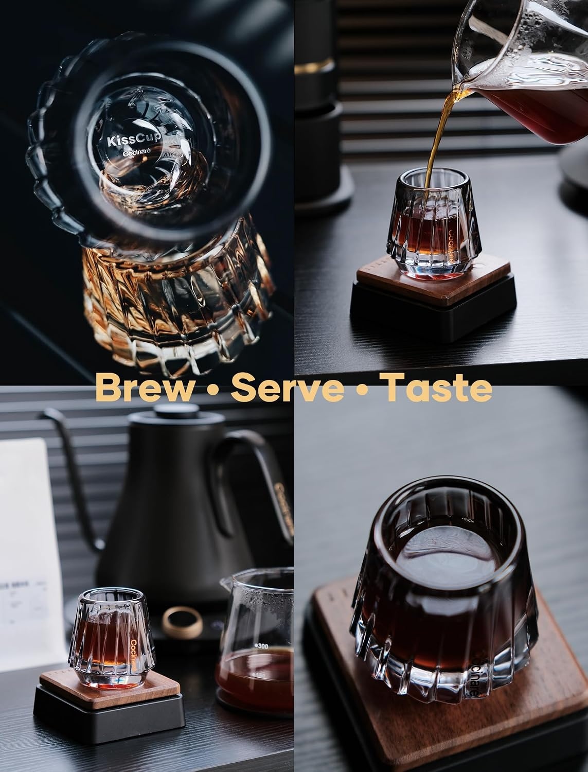 Cocinare Barista Collection Pour Over Coffee Maker Set, Coffee Dripper with Server and 2 Tasting Cups, Manual Coffee Brewer for Home Coffee Bar and Coffee Lovers Gift (Haze Gray)(Haze Gray)